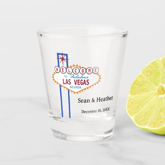 LEUK! 🎰 Persoonlijk Las Vegas Trouw Shotglas Shot Glas (Voorkant)
