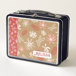 Leuk Persoonlijk Metalen Lunchbox beige & roze blo