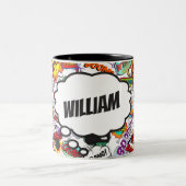 Leuk persoonlijk stripboek met naam tweekleurige koffiemok (Center)