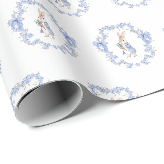 Leuk Peter Konijn Blauw Baby shower Cadeaupapier (Rol Hoek)