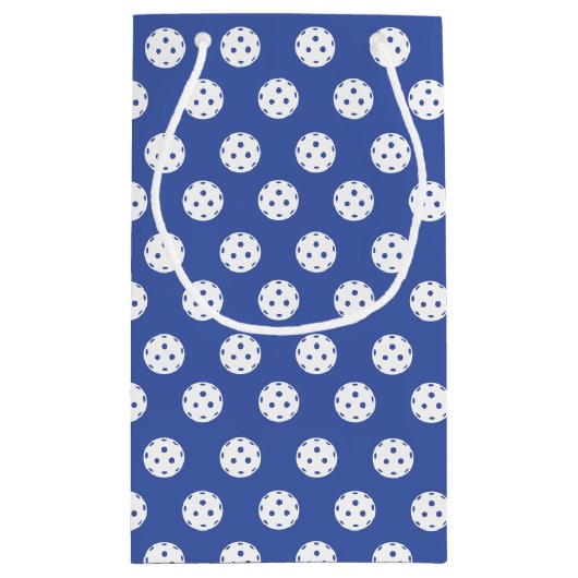 Leuk pickleball patroon blauw wit sport ballen klein cadeauzakje (Achterkant)