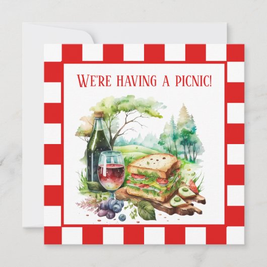 leuk picknick-feest kaart (Voorkant)