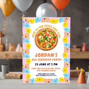 Leuk Pizza Party Theme Kleurrijke verjaardag van Kaart