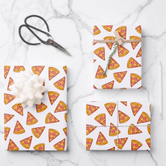 Leuk Pizza Slice Patroon Inpakpapier Vel (Voorkant)