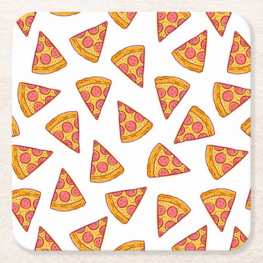 Leuk Pizza Slice Patroon Kartonnen Onderzetters (Voorkant)