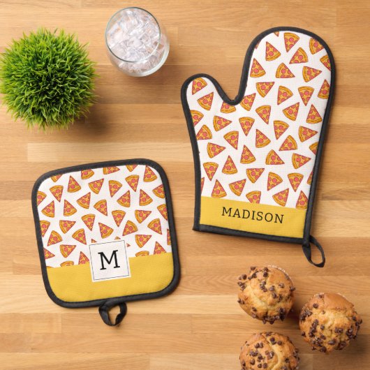 Leuk Pizza Slice Patroon Ovenwant & Pannenlap Set (Top down)