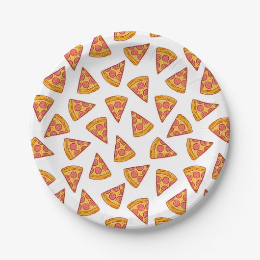 Leuk Pizza Slice Patroon Papieren Bordje (Voorkant)