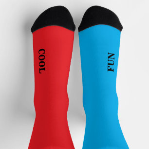 Leuk Plezierig Rood Blauw Effen Kleur Ongematcht Sokken
