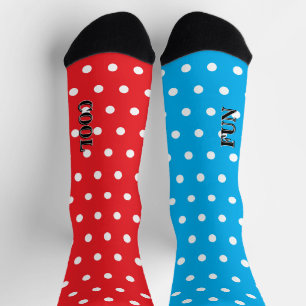 Leuk Plezierig Rood Blauw Wit Stippen Ongematcht Sokken