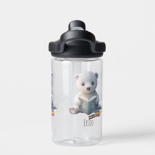 Leuk Polar Beer Boek Kinder School Gepersonaliseer Waterfles (Achterkant)