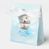 Leuk Polar Beer Winterblauw Baby shower Haar Boy Bedankdoosjes (Voorkant Zijde)