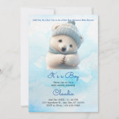 Leuk Polar Beer Winterblauw Baby shower Haar Boy Kaart (Voorkant)