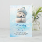 Leuk Polar Beer Winterblauw Baby shower Haar Boy Kaart (Staand voorkant)