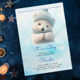 Leuk Polar Beer Winterblauw Baby shower Haar Boy Kaart