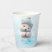 Leuk Polar Beer Winterblauw Baby shower Haar Boy Papieren Bekers (Achterkant)