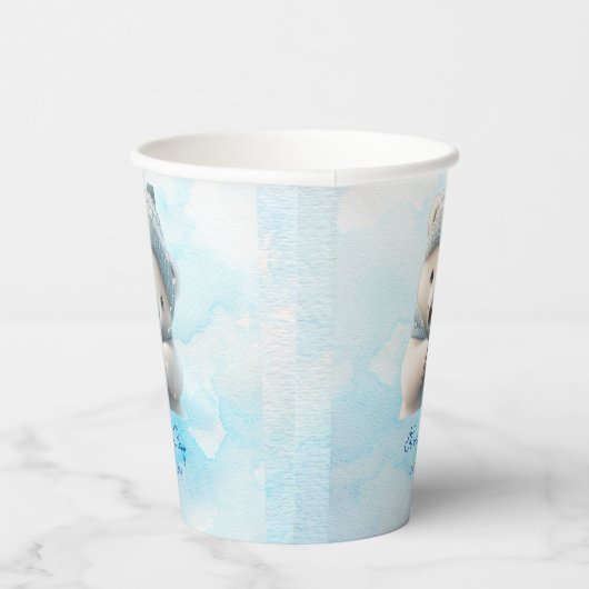 Leuk Polar Beer Winterblauw Baby shower Haar Boy Papieren Bekers (Rechts)