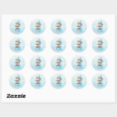 Leuk Polar Beer Winterblauw Baby shower Haar Boy Ronde Sticker (Vel)