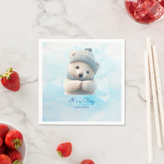 Leuk Polar Beer Winterblauw Baby shower Haar Boy Servet (Insitu)