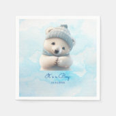 Leuk Polar Beer Winterblauw Baby shower Haar Boy Servet (Voorkant)