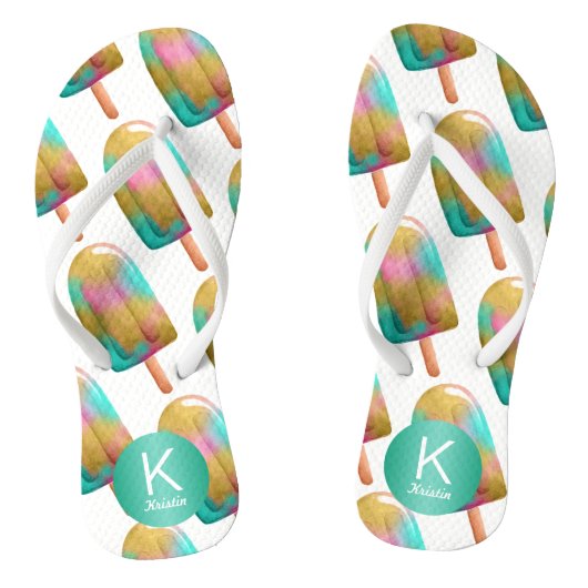 Leuk Popsicle patroon met je Monogram Teenslippers (Voetbed)