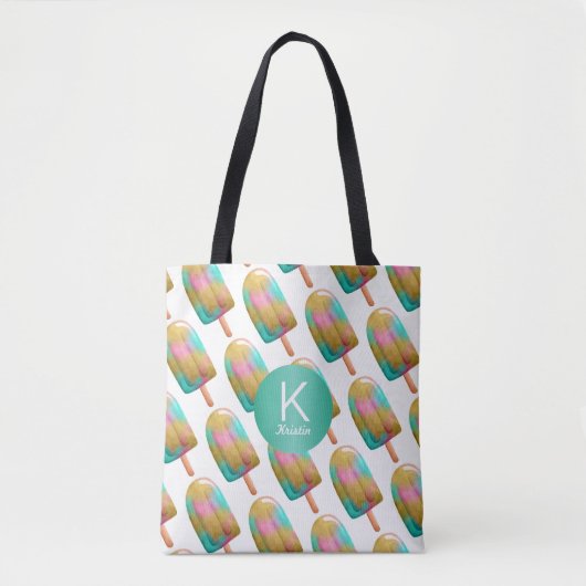 Leuk Popsicle patroon met je Monogram Tote Bag (Voorkant)