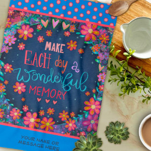 Leuk Prachtig geheugen Quote Floral Custom Theedoek