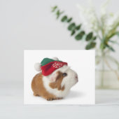 Leuk Proefkonijn met het Pet van Kerstmis op Wit Feestdagenkaart (Staand voorkant)