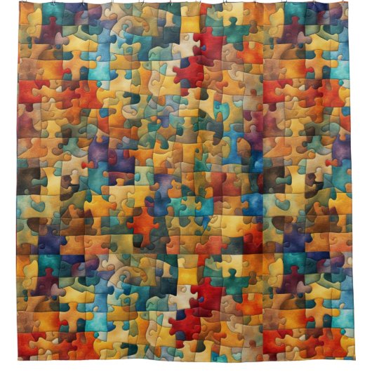 Leuk, puzzel douchegordijn (Voorkant)