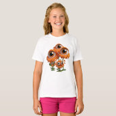 Leuk Raar Sinaasappel Bloemen Eyeball T-shirt (Voorkant volledig)