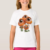 Leuk Raar Sinaasappel Bloemen Eyeball T-shirt (Voorkant)