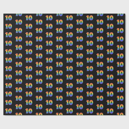 Leuk Rainbow Spectrum Pattern "10" Evenementnummer Cadeaupapier (Vlak)