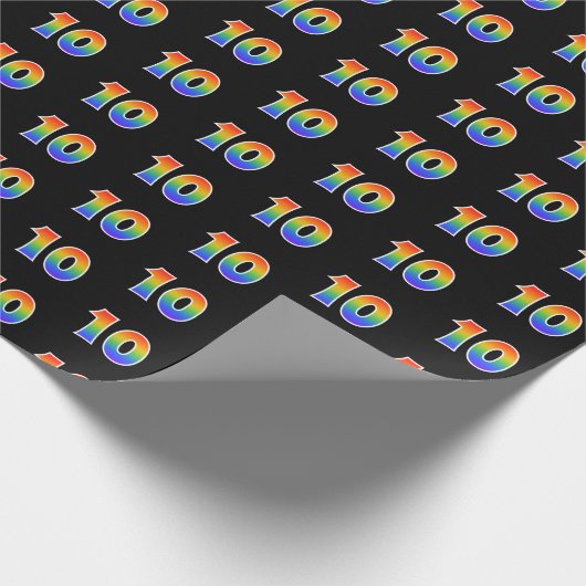 Leuk Rainbow Spectrum Pattern "10" Evenementnummer Cadeaupapier (Hoek)