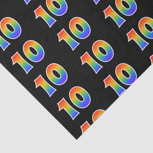 Leuk Rainbow Spectrum Pattern "10" Evenementnummer Tissuepapier (Detail)