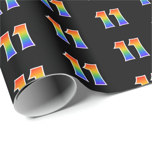 Leuk Rainbow Spectrum Pattern "11" Evenementnummer Cadeaupapier (Rol Hoek)