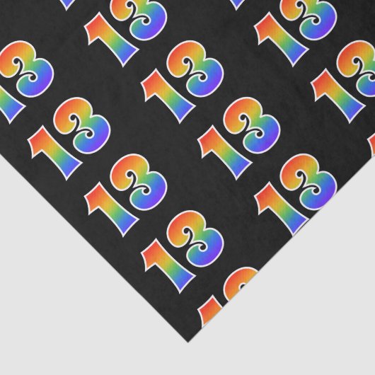 Leuk Rainbow Spectrum Pattern "13" Evenementnummer Tissuepapier (Detail)
