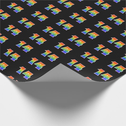 Leuk Rainbow Spectrum Pattern "14" Evenementnummer Cadeaupapier (Hoek)