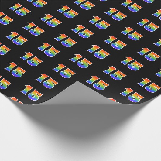 Leuk Rainbow Spectrum Pattern "15" Evenementnummer Cadeaupapier (Hoek)
