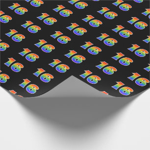 Leuk Rainbow Spectrum Pattern "16" Evenementnummer Cadeaupapier