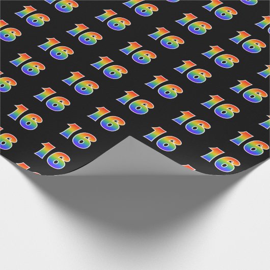 Leuk Rainbow Spectrum Pattern "16" Evenementnummer Cadeaupapier (Hoek)