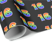 Leuk Rainbow Spectrum Pattern "16" Evenementnummer Cadeaupapier (Rol Hoek)