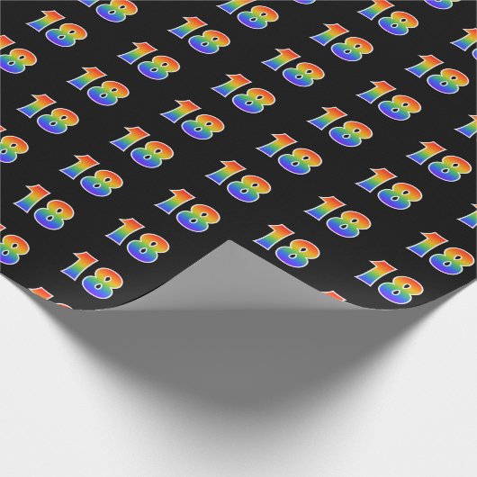 Leuk Rainbow Spectrum Pattern "18" Evenementnummer Cadeaupapier (Hoek)