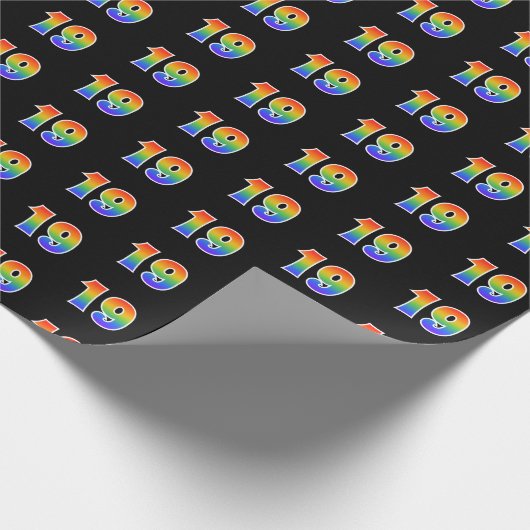Leuk Rainbow Spectrum Pattern "19" Evenementnummer Cadeaupapier (Hoek)