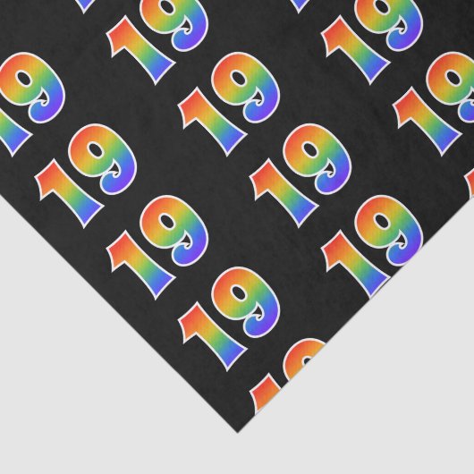 Leuk Rainbow Spectrum Pattern "19" Evenementnummer Tissuepapier (Detail)