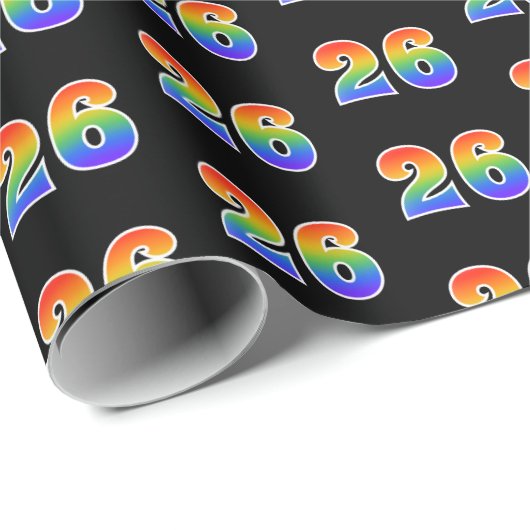 Leuk Rainbow Spectrum Pattern "26" Evenementnummer Cadeaupapier (Rol Hoek)