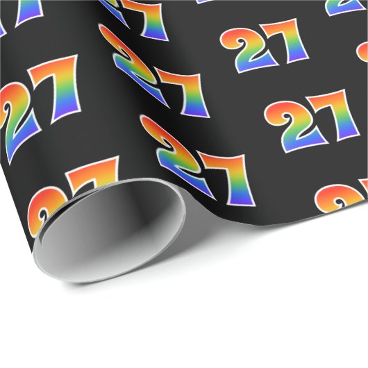 Leuk Rainbow Spectrum Pattern "27" Evenementnummer Cadeaupapier (Rol Hoek)