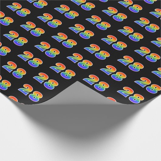 Leuk Rainbow Spectrum Pattern "28" Evenementnummer Cadeaupapier (Hoek)