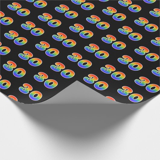 Leuk Rainbow Spectrum Pattern "30" Evenementnummer Cadeaupapier (Hoek)