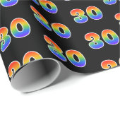 Leuk Rainbow Spectrum Pattern "30" Evenementnummer Cadeaupapier (Rol Hoek)