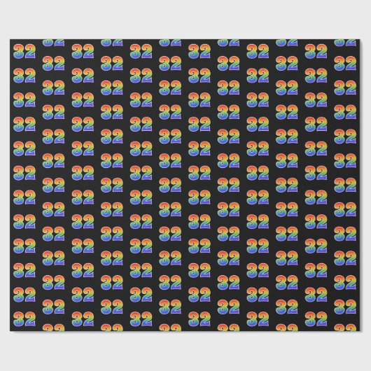 Leuk Rainbow Spectrum Pattern "32" Evenementnummer Cadeaupapier (Vlak)