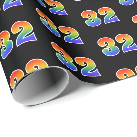 Leuk Rainbow Spectrum Pattern "32" Evenementnummer Cadeaupapier (Rol Hoek)